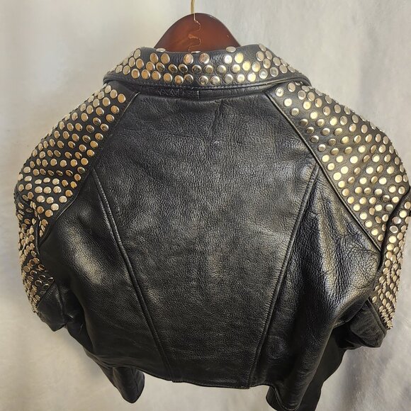 Vintage 1980s Vanguard Studded Leather Biker Jacket Women’s Medium Cropped - Picture 11 of 16